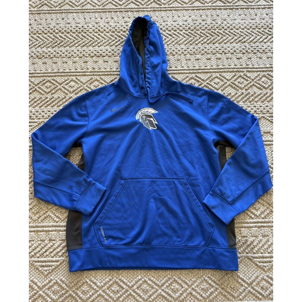 Nike Therma-FIT Men’s Pullover Hoodie Blue/Dark Gray XL Fleece Embroidered